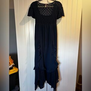 Free People Navy High Low Lace Dress